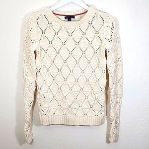 Tommy Hilfiger creme crochet popcorn sweater size S